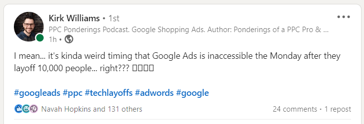 Los anunciantes reaccionan a la interrupción de Google Ads en LinkedIn.