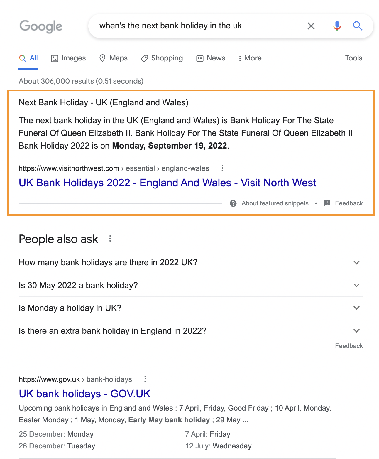 featured snippet