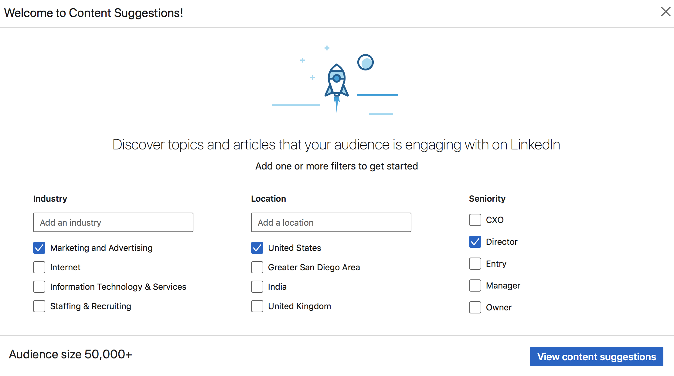 Utilice las sugerencias de contenido de LinkedIn