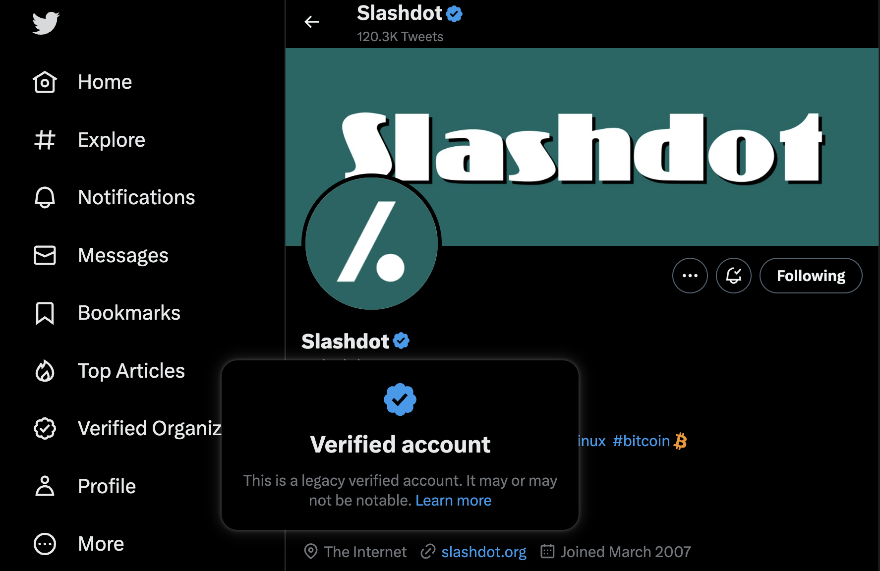 marca de verificación azul verificada heredada de twitter