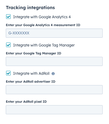 Integraciones de seguimiento de HubSpot