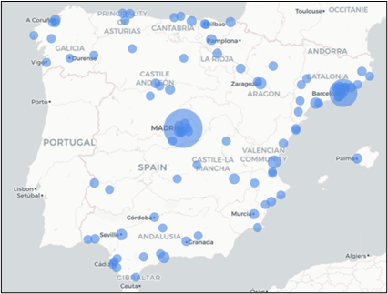 Mapa de audiencia obtenido con Digimind Social