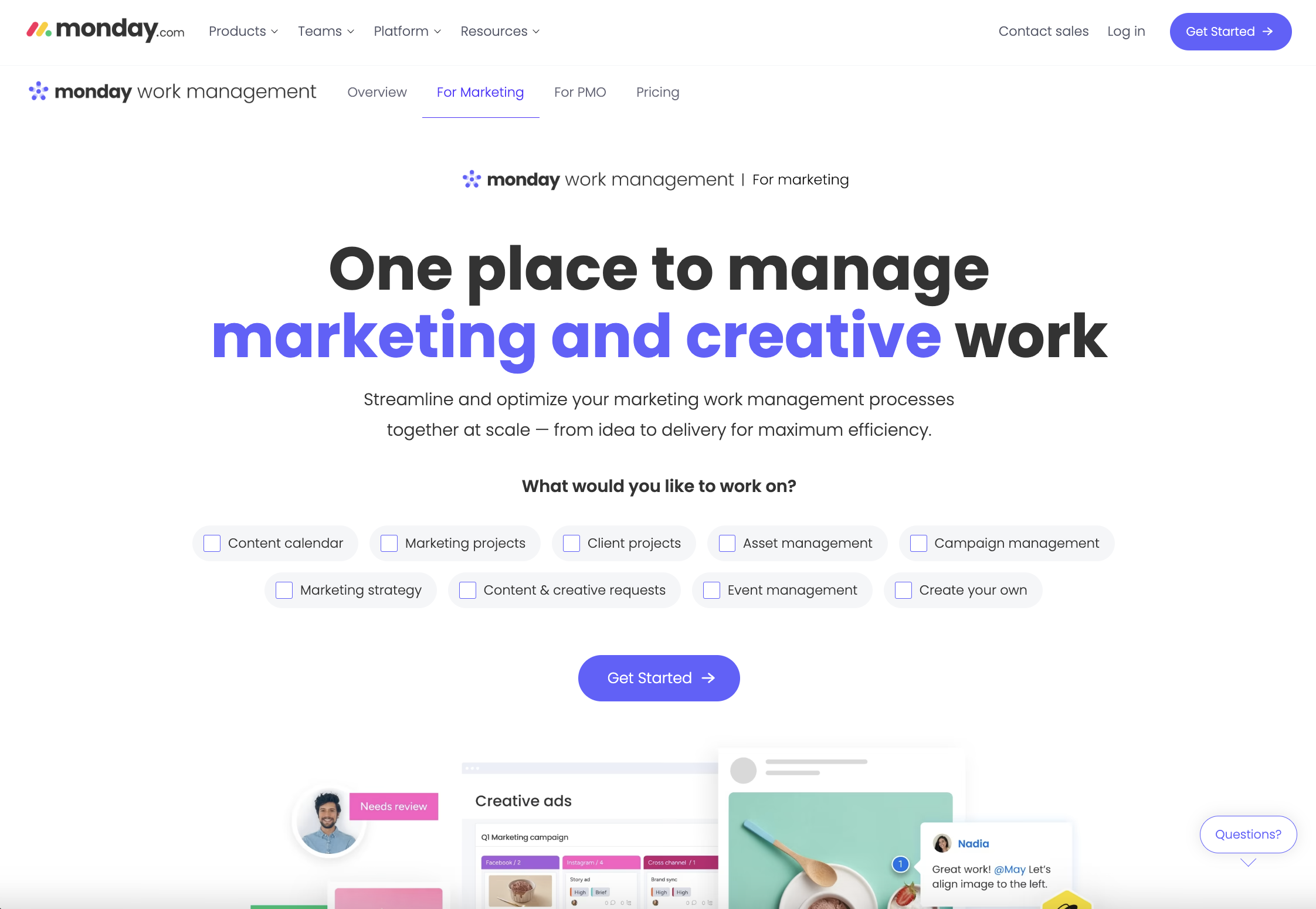 monday landing page