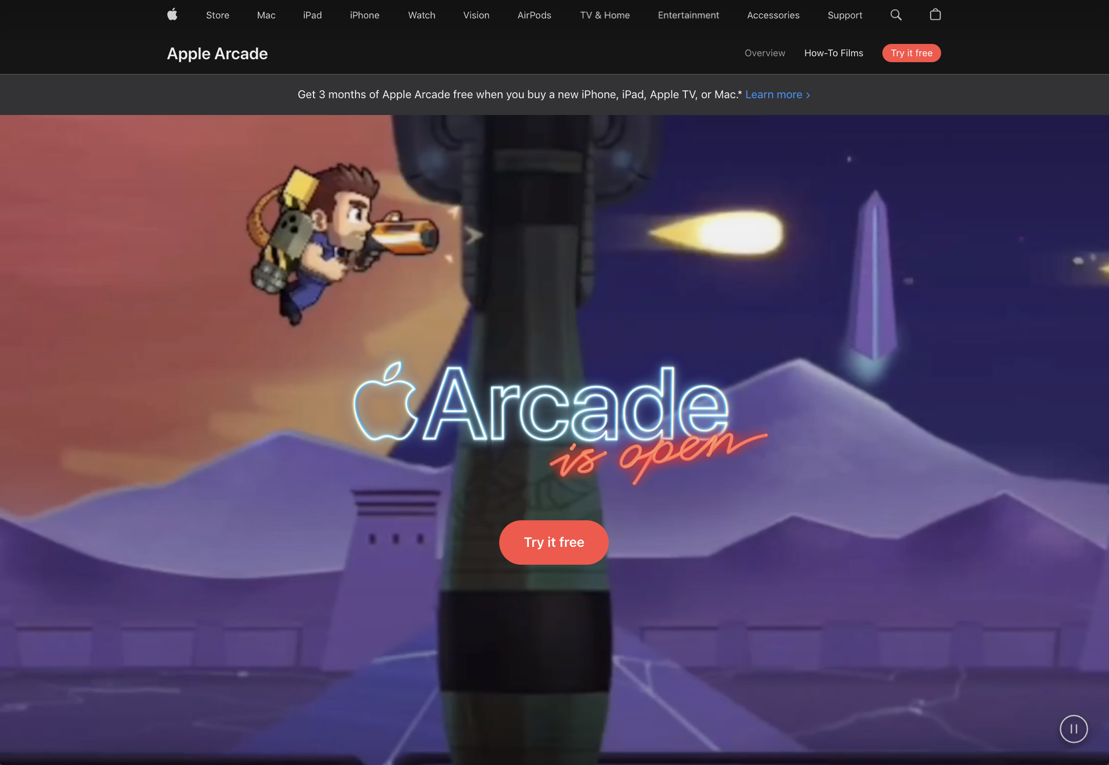 Apple Arcade landing page