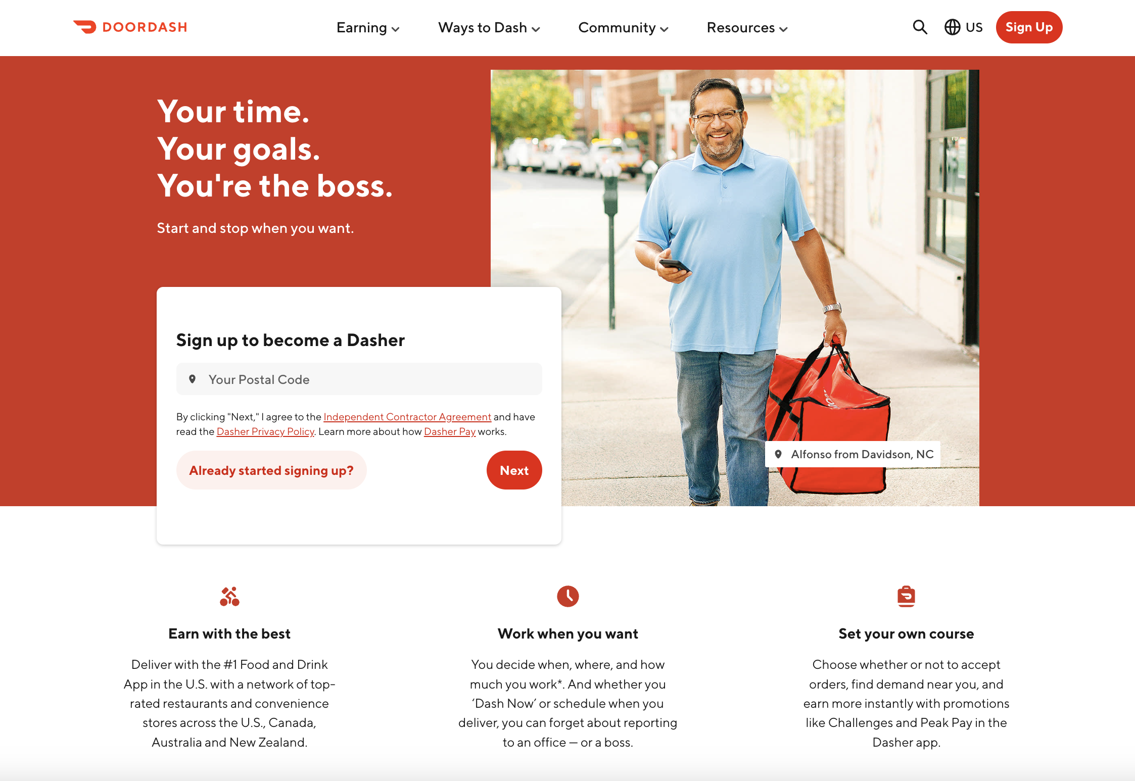 DoorDash landing page