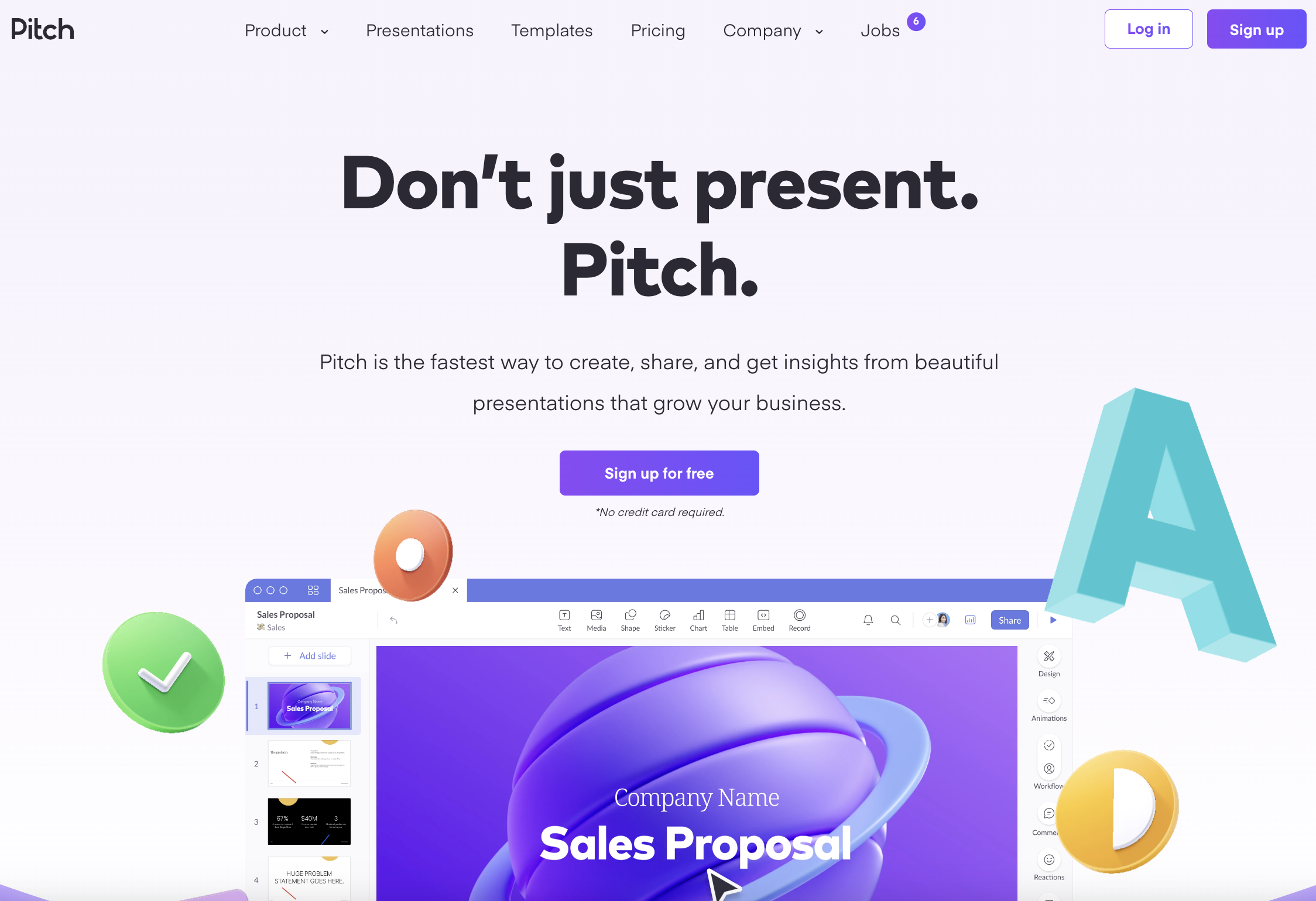 Pitch landing page