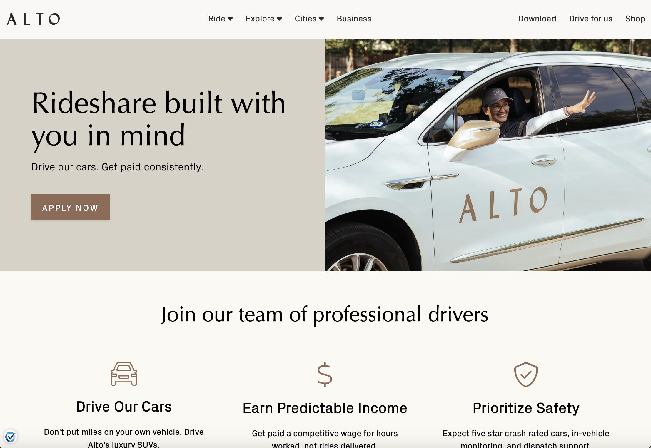 Alto landing page