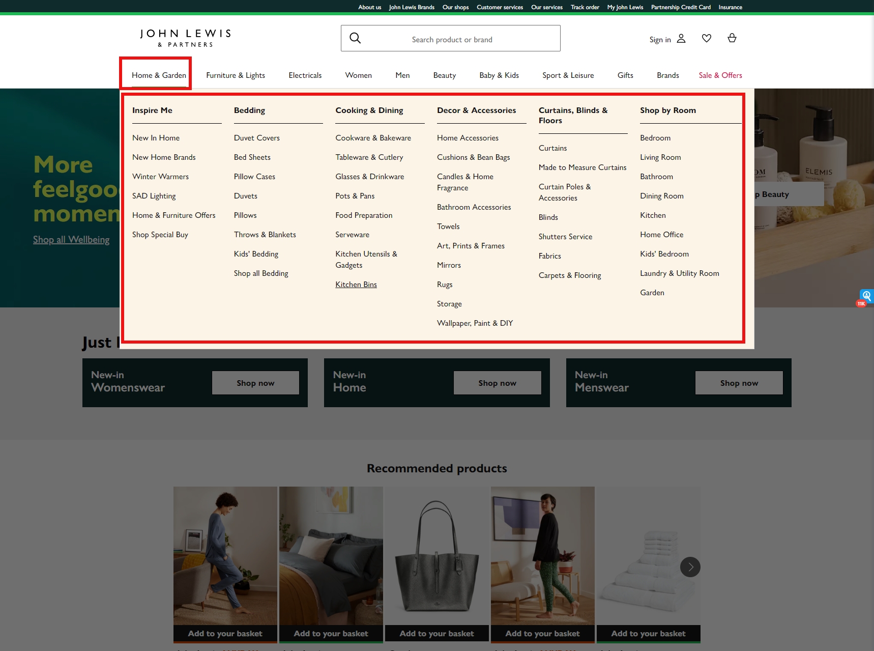 John Lewis site architecture