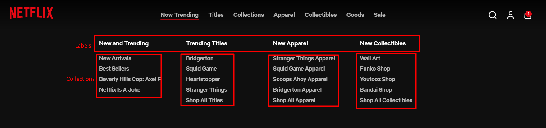 Screenshot from netflix.shop