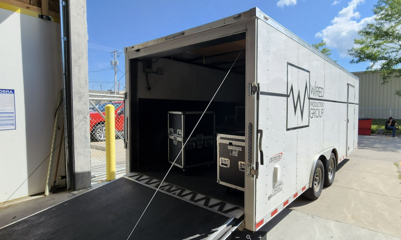 Branded vehicle showing equipment