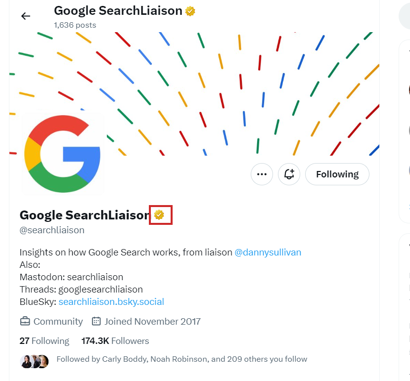 Google SearchLiaison's Page on X