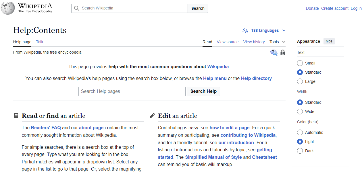 Wikipedia Help center