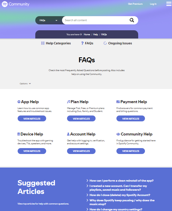 Spotify Community FAQs