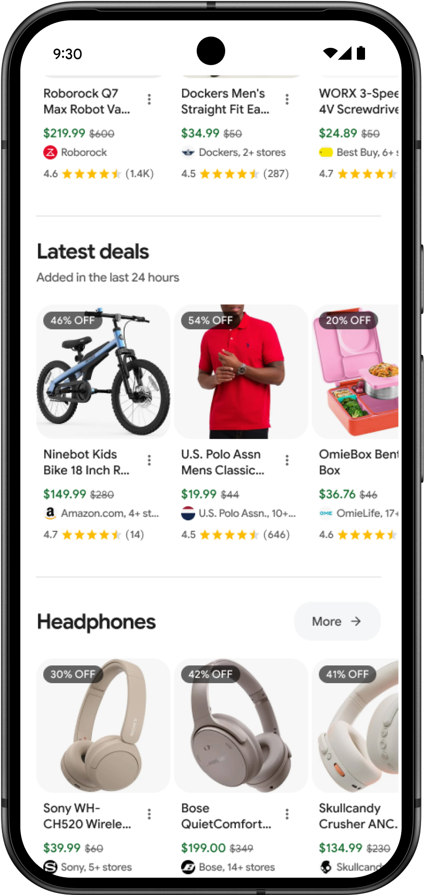 Las nuevas ofertas de la experiencia Google Shopping en el móvil.