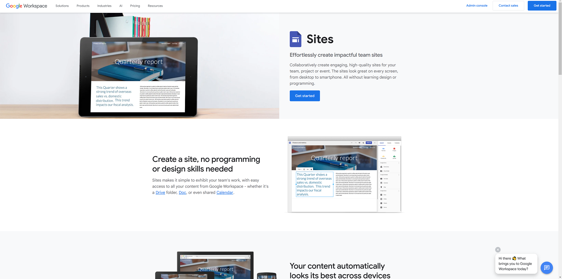 a screenshot of Google workspace / Google sites