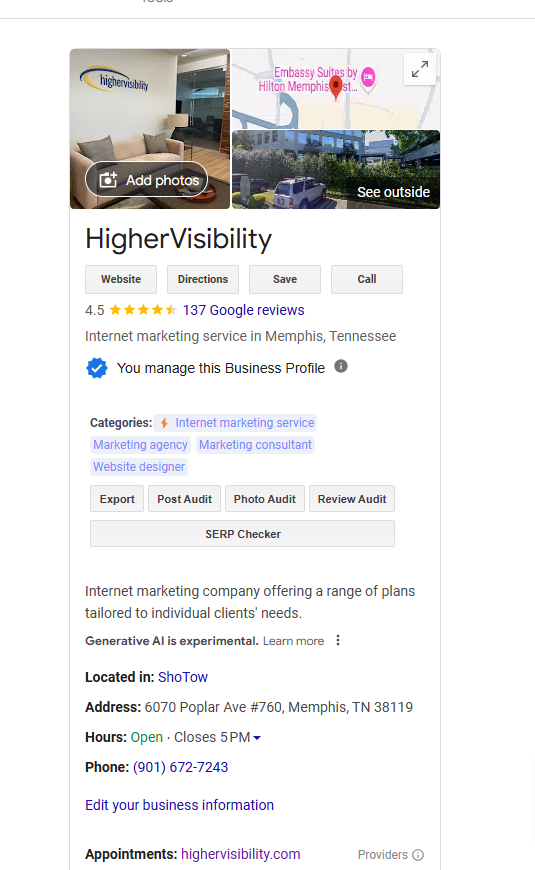 Captura de pantalla de la búsqueda de [HigherVisibility]Google, enero de 2025